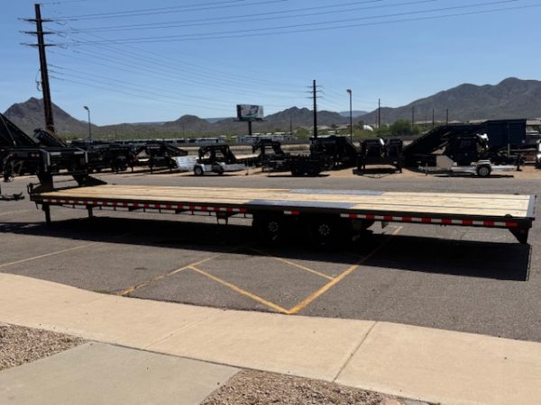 36x102 Gooseneck Low Pro Flat Deck, Slide Out Ramps, 22K GVWR