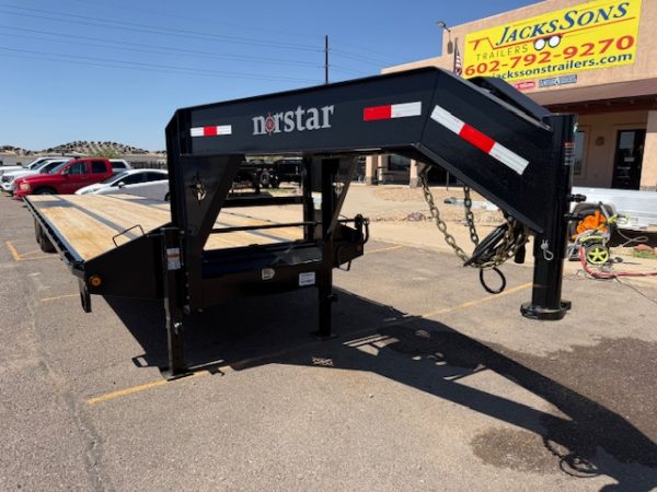 36x102 Gooseneck Low Pro Flat Deck, Slide Out Ramps, 22K GVWR