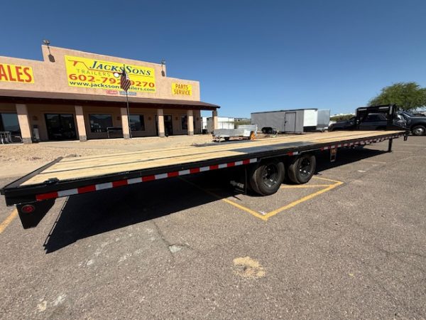 36x102 Gooseneck Low Pro Flat Deck, Slide Out Ramps, 22K GVWR