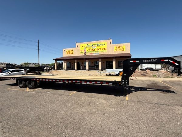 36x102 Gooseneck Low Pro Flat Deck, Slide Out Ramps, 22K GVWR