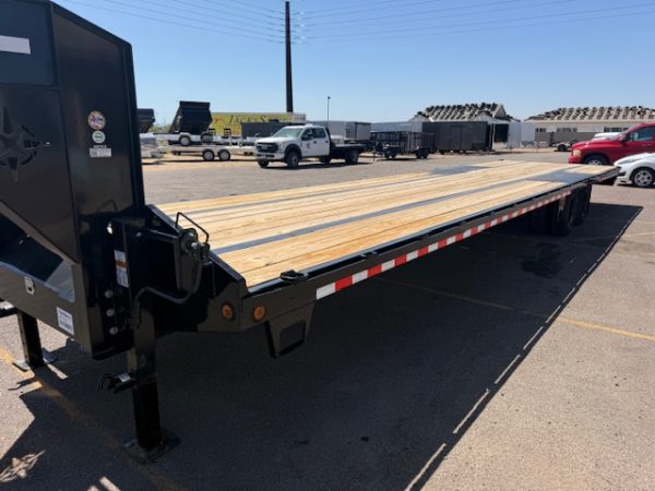 36x102 Gooseneck Low Pro Flat Deck, Slide Out Ramps, 22K GVWR