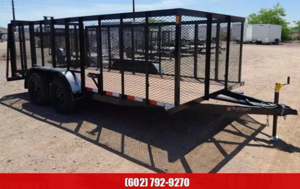 14x83 Tandem Axle, 7K GVWR,  4' Exp Metal Sides, 4' Ramp Gate
