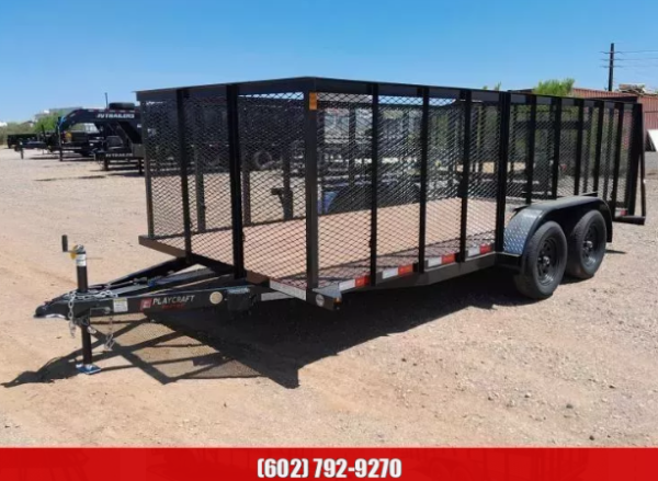 14x83 Tandem Axle, 7K GVWR,  4' Exp Metal Sides, 4' Ramp Gate