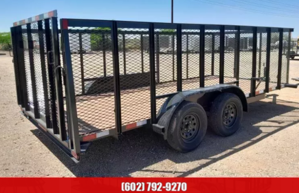 14x83 Tandem Axle, 7K GVWR,  4' Exp Metal Sides, 4' Ramp Gate