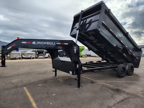 16x83 IronBull Gooseneck, Tandem Axle, 16K GVWR, 48" Sides, Telescopic Cylinder