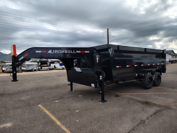 16x83 IronBull Gooseneck, Tandem Axle, 16K GVWR, 48" Sides, Telescopic Cylinder