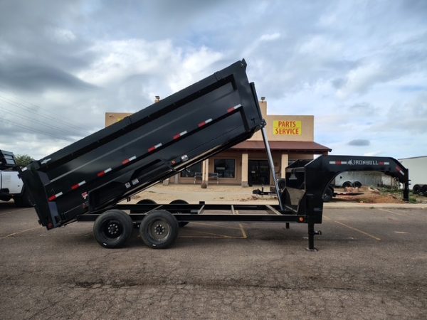 16x83 IronBull Gooseneck, Tandem Axle, 16K GVWR, 48" Sides, Telescopic Cylinder