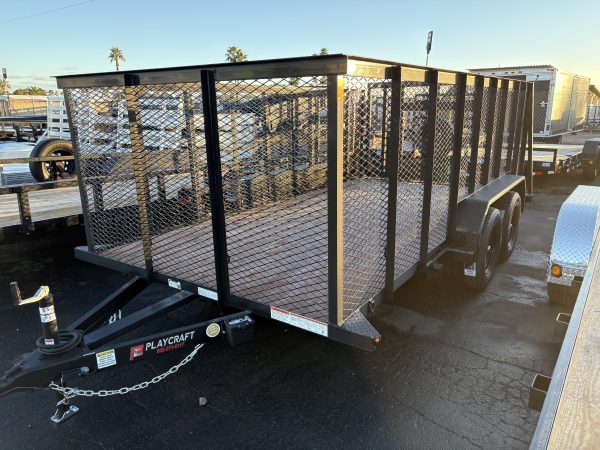 14x83 SU Tandem Axle, 4' Raised and Expanded Sides, D-Rings, Ramp Gate, Wrap Tongue, Spare Mount