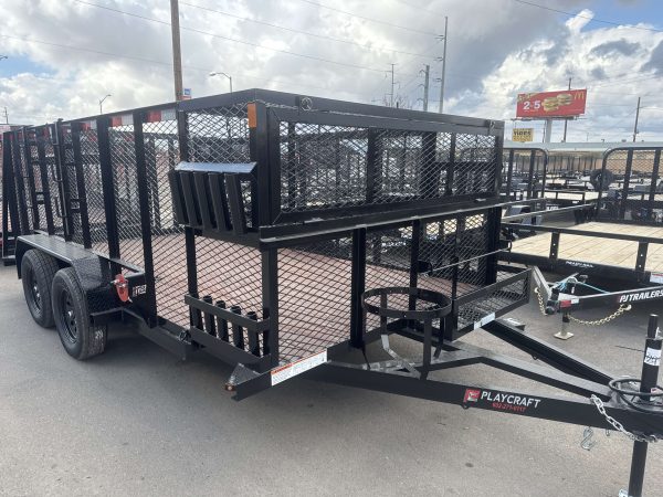 14x83 Landscape Deluxe Tandem Axle, 4' Expanded Sides, 4' Ramp Gate, 7K GVWR, Tool Holders