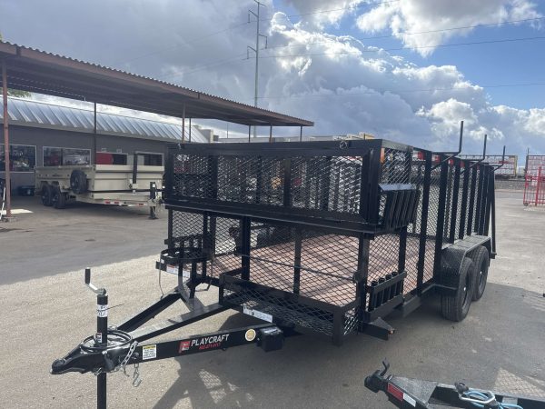 14x83 Landscape Deluxe Tandem Axle, 4' Expanded Sides, 4' Ramp Gate, 7K GVWR, Tool Holders