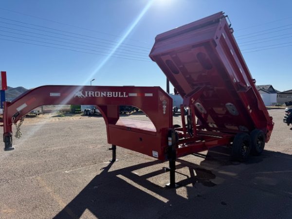 14x83 IronBull Gooseneck, Tandem Axle Dump, 15K GVWR, 24" Sides