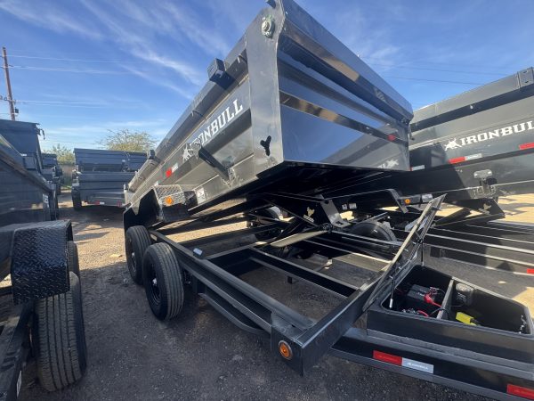 12x83 IronBull Tandem Axle Dump, 15K GVWR, 24" Sides, Solar Charger
