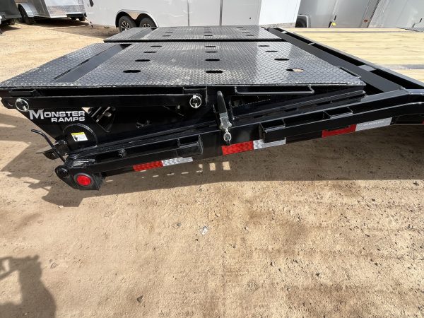 40' Gooseneck Low-Pro Flatdeck with Singles, 15,680 GVWR, Monster Ramps