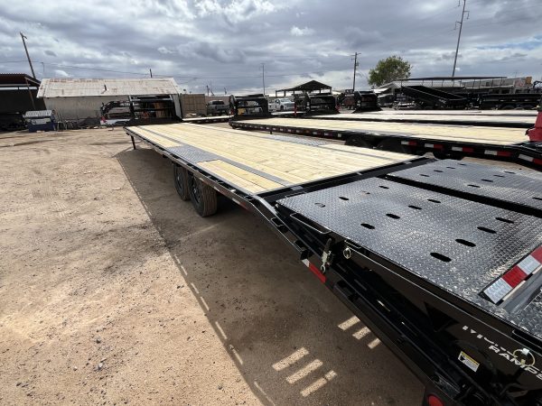 40' Gooseneck Low-Pro Flatdeck with Singles, 15,680 GVWR, Monster Ramps