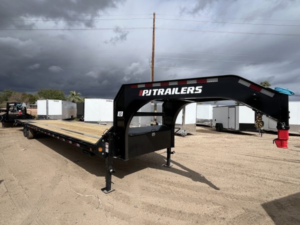 40' Gooseneck Low-Pro Flatdeck with Singles, 15,680 GVWR, Monster Ramps