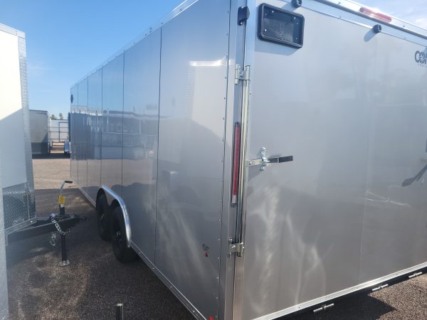 24X8.5 Jasper SE Flat Top Sloped V-Nose Car Hauler, 14K, 12" Extra Height, Silver, RD