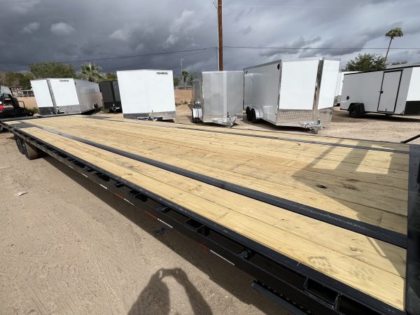 40' Gooseneck Low-Pro Flatdeck with Singles, 15,680 GVWR, Monster Ramps
