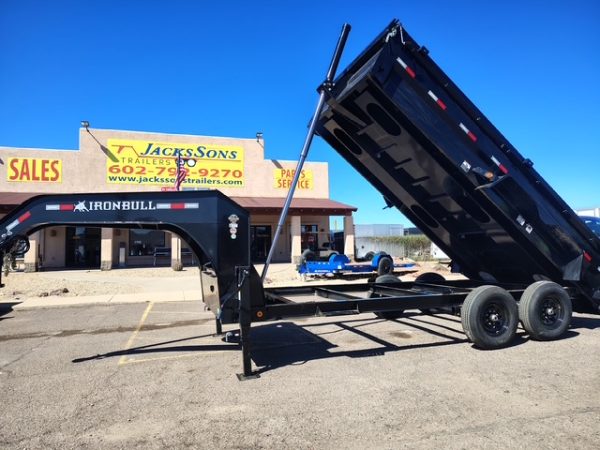 16x83 IronBull Gooseneck, Tandem Axle Dump, 15K GVWR, 24" Sides, Telescopic Cylinder