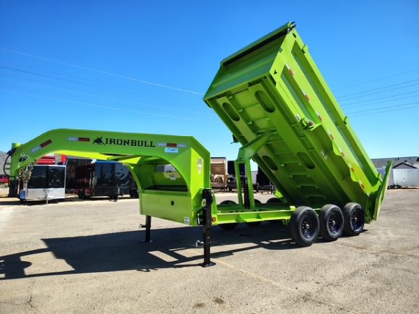 16x83 IronBull Gooseneck, Triple Axle Dump, 21K GVWR, 48" Sides