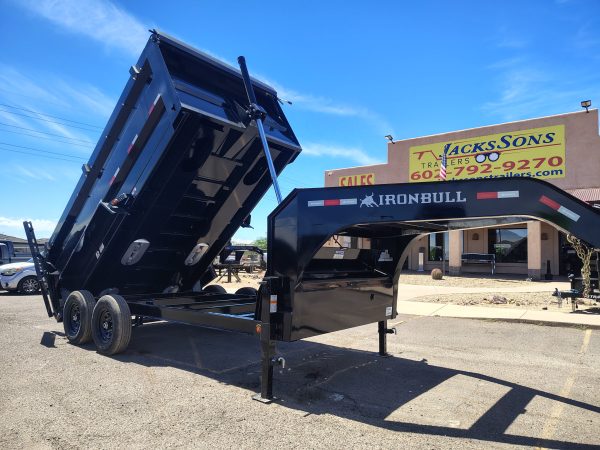 14x83 IronBull Gooseneck, Tandem Axle Dump, 15K GVWR, 48" Sides,  Telescopic Cylinder