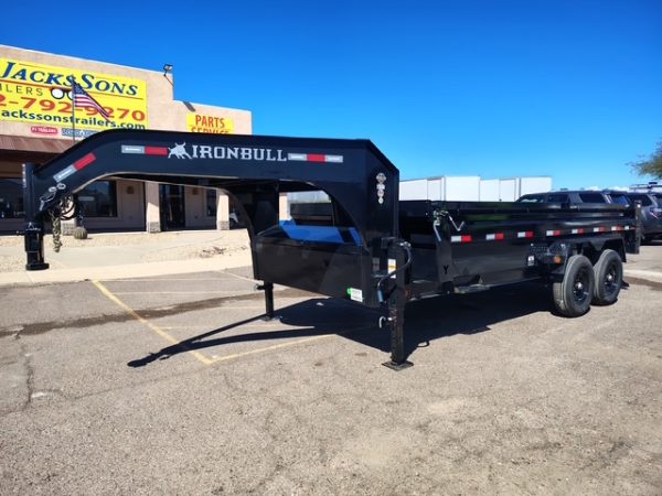 16x83 IronBull Gooseneck, Tandem Axle Dump, 15K GVWR, 24" Sides, Telescopic Cylinder