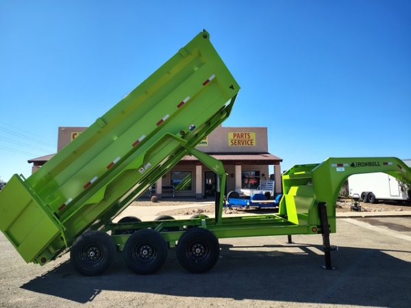 16x83 IronBull Gooseneck, Triple Axle Dump, 21K GVWR, 48" Sides