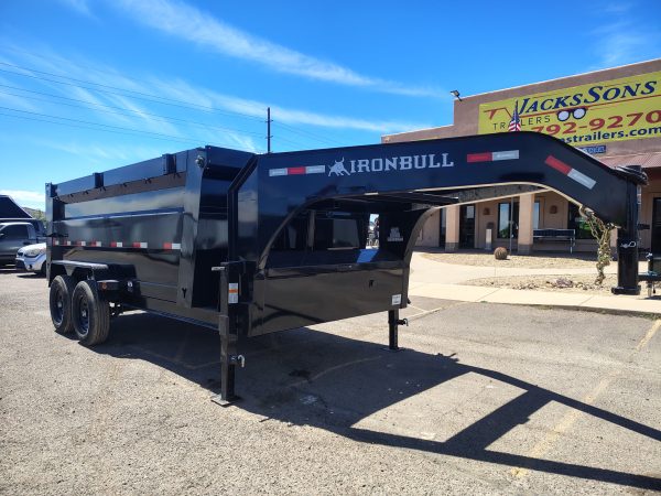 14x83 IronBull Gooseneck, Tandem Axle Dump, 15K GVWR, 48" Sides,  Telescopic Cylinder