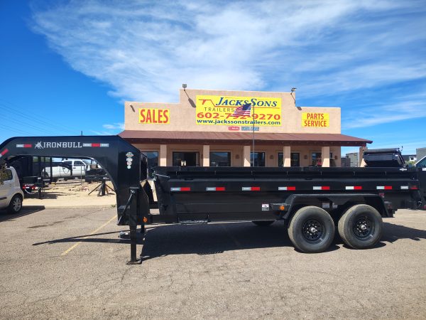 16x83 IronBull Gooseneck, Tandem Axle Dump, 15K GVWR, 24" Sides