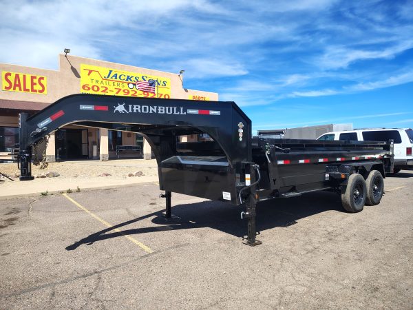 16x83 IronBull Gooseneck, Tandem Axle Dump, 15K GVWR, 24" Sides