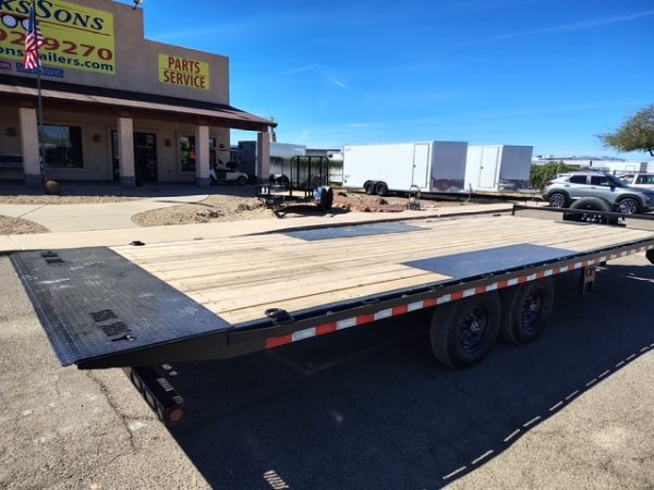 24x102" IronBull Tandem Axle, 14K GVWR, Deckover Tilt, Scissor UPG