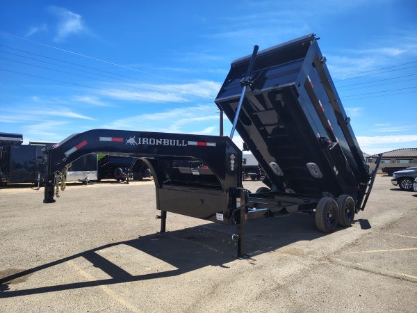 14x83 IronBull Gooseneck, Tandem Axle Dump, 15K GVWR, 48" Sides,  Telescopic Cylinder