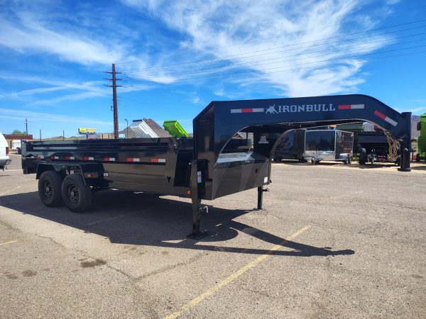 16x83 IronBull Gooseneck, Tandem Axle Dump, 15K GVWR, 24" Sides