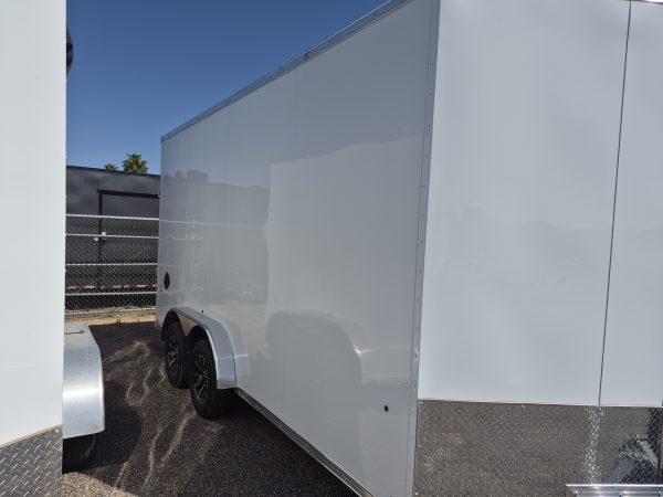 16x7.5 Jasper SE, 7K GVWR, Rubber Flooring, White Vinyl Walls/Ceiling, Ramp Door, 6" Extra Height