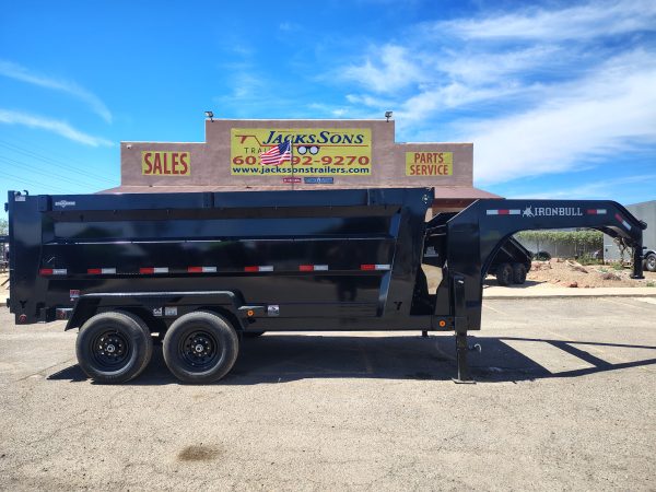 14x83 IronBull Gooseneck, Tandem Axle Dump, 15K GVWR, 48" Sides,  Telescopic Cylinder
