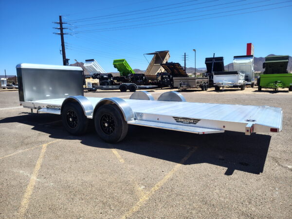18x82 All Aluminum, 10K GVWR, Heavy Tandem Axle, XL Tilt w/ Cargo Box (8218H-XL-TILT-TA-EL-RTD-CB)