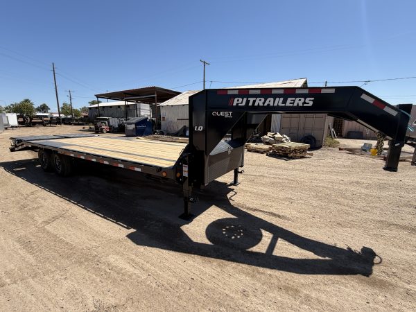 25x102 Gooseneck Flat Deck with Singles, 15,680 GVWR, Monster Ramps