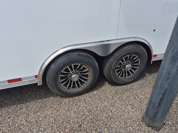28x8.5 Jasper SE Car Hauler, 14K GVWR, Ramp Door, Rubber Flooring, 8K Jack, A/C, White Vinyl Walls/Ceiling, 11" LED Light, 7K lb Axles