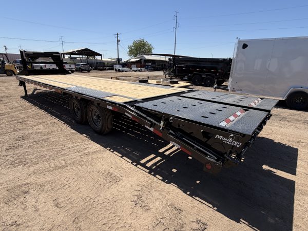 30x102 Gooseneck Flat Deck with Singles, 15,680 GVWR, Monster Ramps
