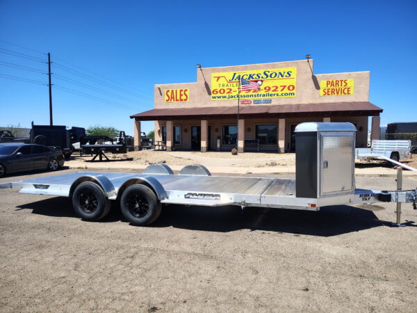 18x82 All Aluminum, 10K GVWR, Heavy Tandem Axle, XL Tilt w/ Cargo Box (8218H-XL-TILT-TA-EL-RTD-CB)