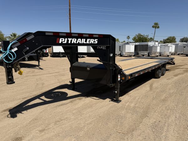 25x102 Gooseneck Flat Deck with Singles, 15,680 GVWR, Monster Ramps