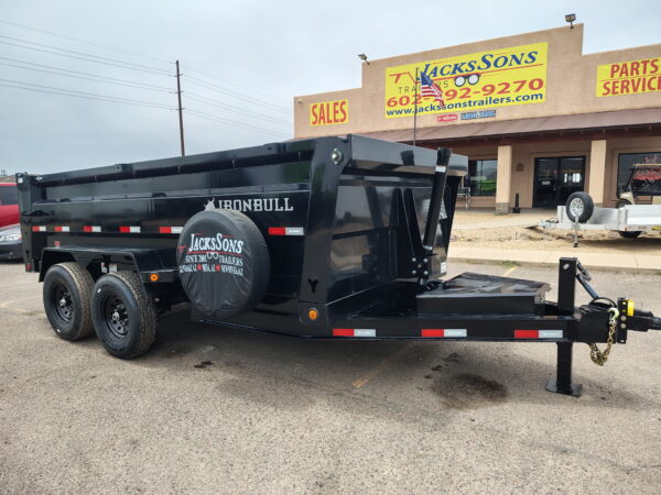 14x83 IronBull Tandem Axle Dump, 15K GVWR, 36" Sides, Solar Charger, 14 Ply Tires