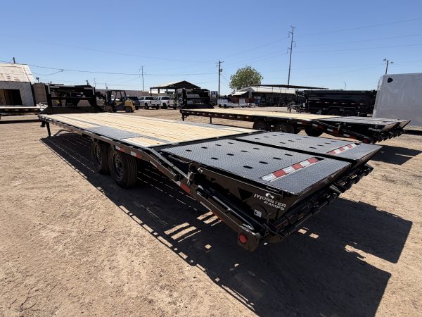 25x102 Gooseneck Flat Deck with Singles, 15,680 GVWR, Monster Ramps