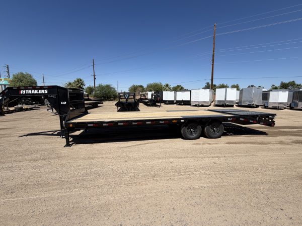 25x102 Gooseneck Flat Deck with Singles, 15,680 GVWR, Monster Ramps