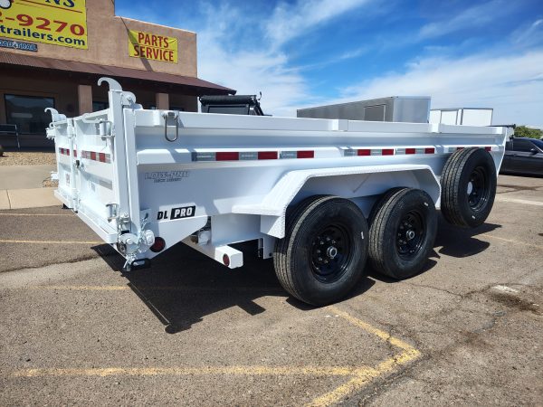 14x83 Tandem Axle, 15,400 GVWR, Low Pro Dump, 24" Sides, Solar Charger, Hydraulic Jack, 14 Ply Tires