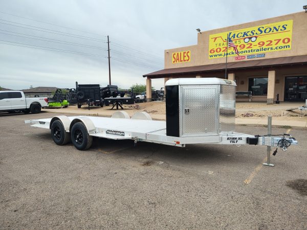 18x82 All Aluminum, 10K GVWR, Heavy Tandem Axle, XL Tilt w/ Cargo Box (8218H-XL-TILT-TA-EL-RTD-CB)