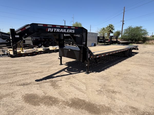 30x102 Gooseneck Flat Deck with Singles, 15,680 GVWR, Monster Ramps