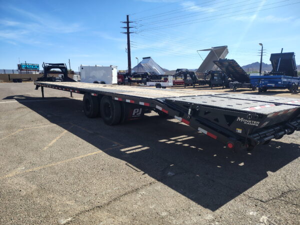 40' Gooseneck Low-Pro Flatdeck with Duals, 25.9K GVWR, Monster Ramps
