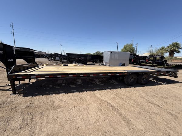 30x102 Gooseneck Flat Deck with Singles, 15,680 GVWR, Monster Ramps