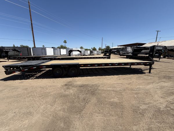 30x102 Gooseneck Flat Deck with Singles, 15,680 GVWR, Monster Ramps