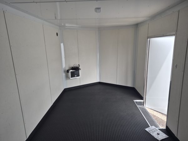 28x8.5 Jasper SE Car Hauler, 14K GVWR, Ramp Door, Rubber Flooring, 8K Jack, A/C, White Vinyl Walls/Ceiling, 11" LED Light, 7K lb Axles